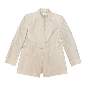 Talbots Linen Blend Light Pink Blazer Size 8 USA Made Preppy Spring Easter